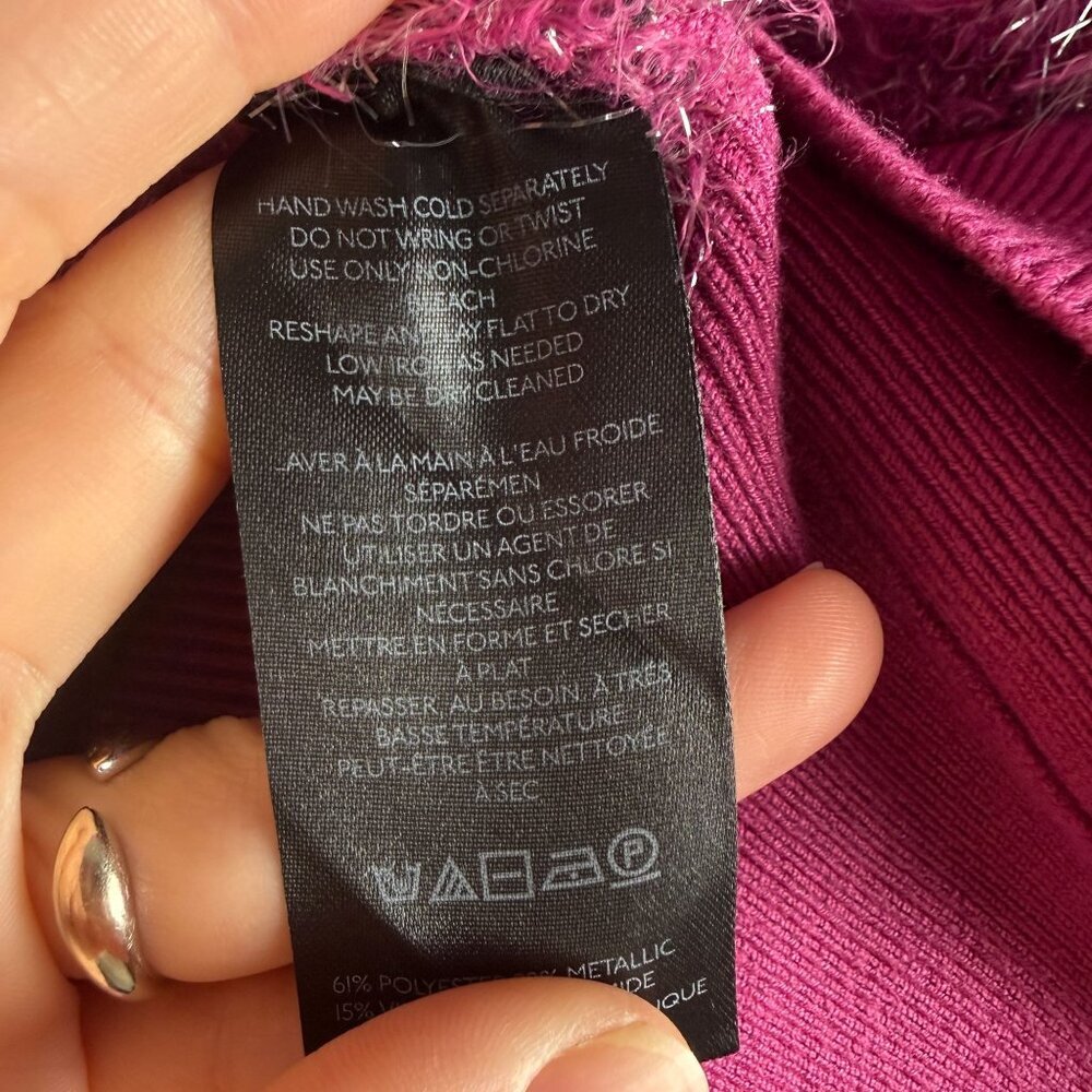 Anthropologie Maeve NWT Violetta Short Sleeve Open Back Sweater Pink Tinsel XL - Picture 11 of 12